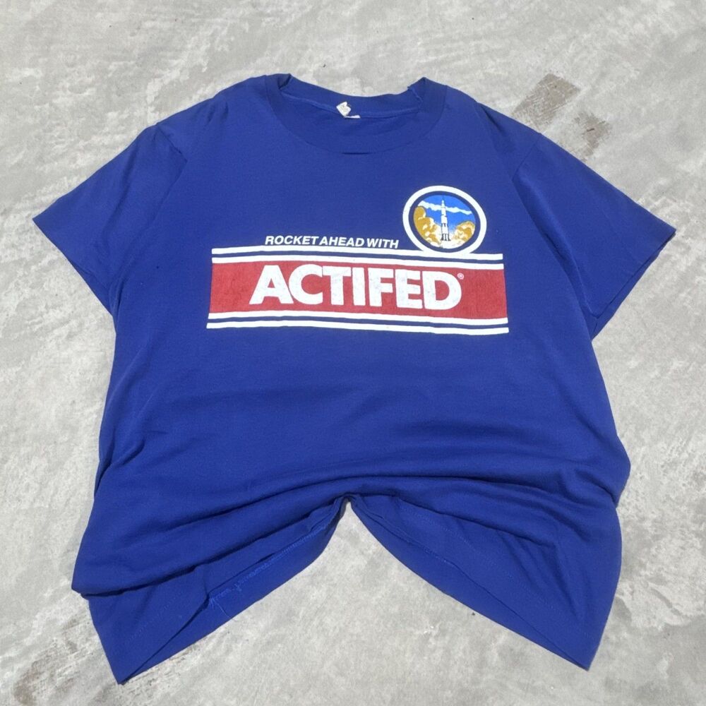 Vintage 1981 Actifed Rocket Ahead Promo T Shirt Screen Stars Pharma Advertising